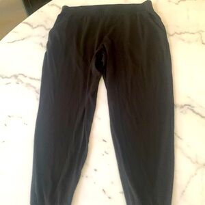 Eileen Fisher Harem Leggings Pants  Black Ribbed Ankles Medium / Large